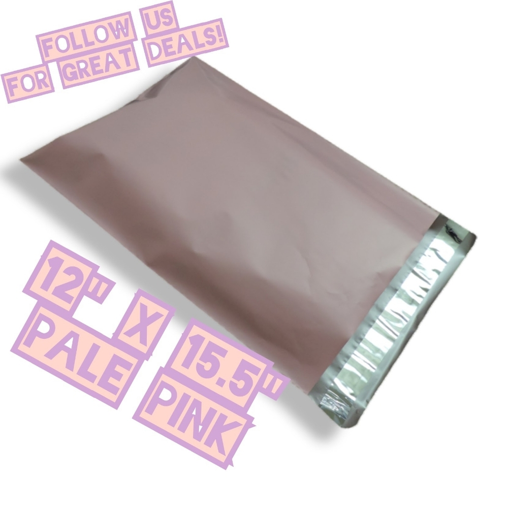 100 Pale Pink Poly Mailers 12x15.5